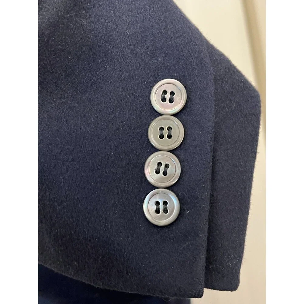 Vtg Barney’s New York Men's 42R Cashmere Navy Blue Blazer Jacket USA Union Made